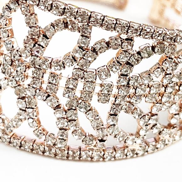 Anne Klein Rose Gold Pave Crystal Cuff Bracelet - Picture 2 of 7